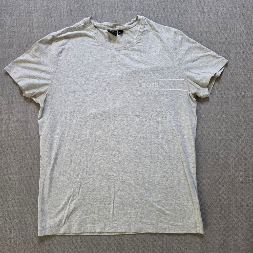 Hugo Boss T-Shirt Mens Small Grey Graphic Logo Short Sleeve Tee